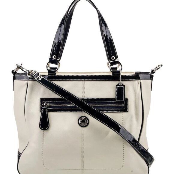 Euc Coach Laura Ivory Leather Satchel Tote Bag Purse